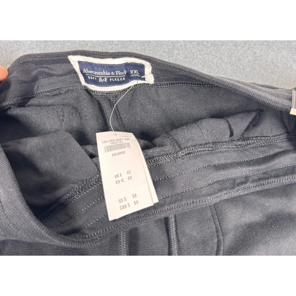 Abercrombie & Fitch Men's Soft Sweatpants‎ Cinch Black Fleece XXL 2XL NWT